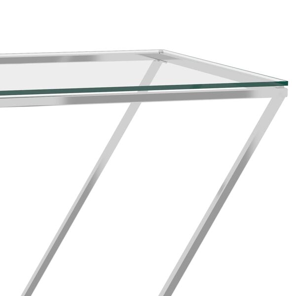 vidaXL Side Table Silver 90x40x75 cm Stainless Steel and Glass