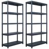 vidaXL Storage Shelf Racks 2 pcs Black 250 kg 80x40x180 cm Plastic