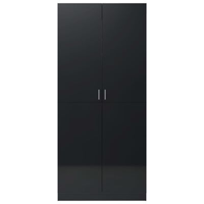 vidaXL Wardrobe High Gloss Black 80x52x180 cm Engineered Wood