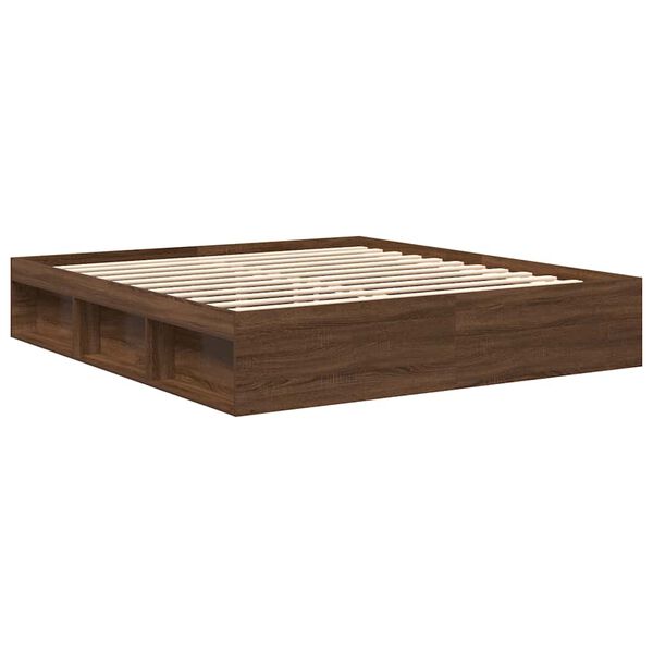 vidaXL Bed Frame without Mattress Brown Oak 200x200 cm