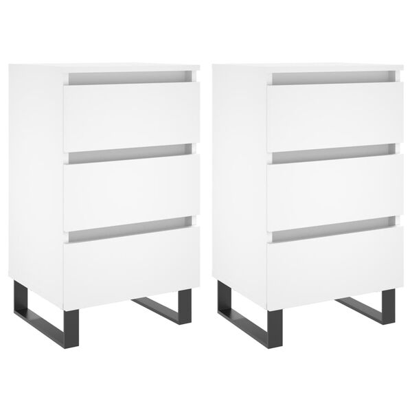 vidaXL Bedside Cabinets 2 pcs White 40x35x69 cm Engineered Wood