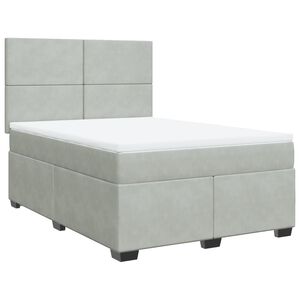 vidaXL Box Spring Bed with Mattress Light Grey 140x190 cm Velvet