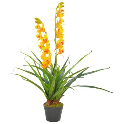 vidaXL Artificial Plant Orchid with Pot Yellow 90 cm