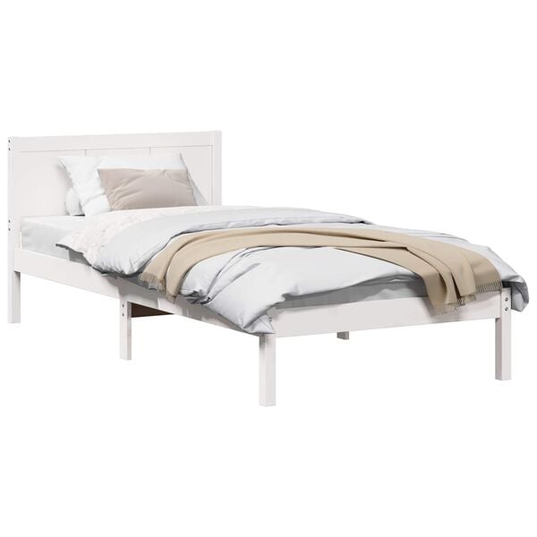 vidaXL Bed Frame White 75 x 190 cm Solid Pine wood