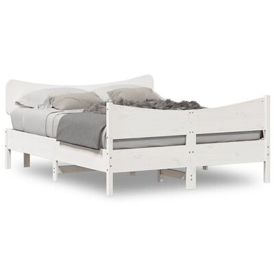 vidaXL Bed Frame with Headboard White 140x190 cm Solid Wood Pine