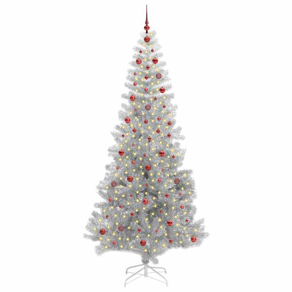 vidaXL Christmas Tree with 300 LEDs with Stand Silver 240 cm PET