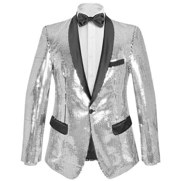 vidaXL Mens Blazer Silver 48 Polyester