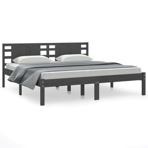 vidaXL Bed Frame without Mattress Grey 200x200 cm Solid Wood Pine