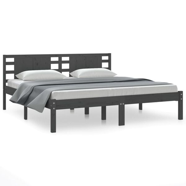 vidaXL Bed Frame without Mattress Grey 200x200 cm Solid Wood Pine