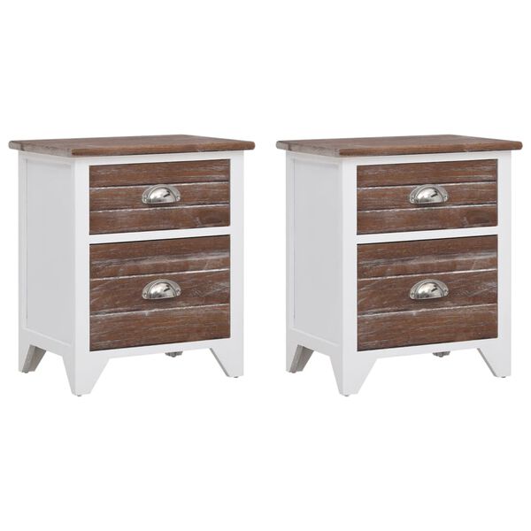 vidaXL Nightstand 2 pcs with 2 Drawers Brown and White