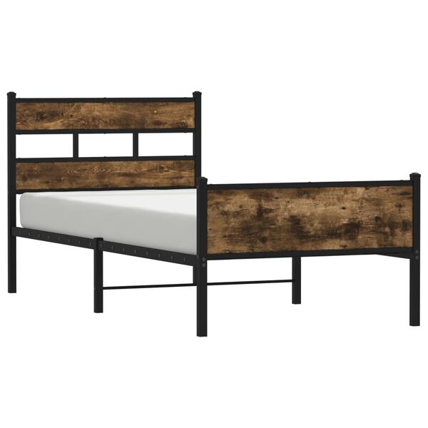 vidaXL Bed Frame without Mattress Smoked Oak 100x190 cm Engineered Wood