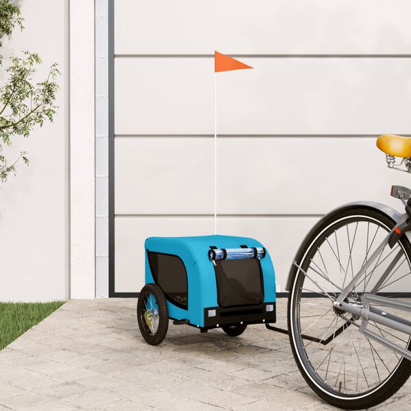 vidaXL Pet Bike Trailer Blue and Black Oxford Fabric and Iron