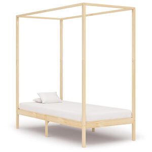 vidaXL Canopy Bed Frame without Mattress Solid Wood 100x200 cm