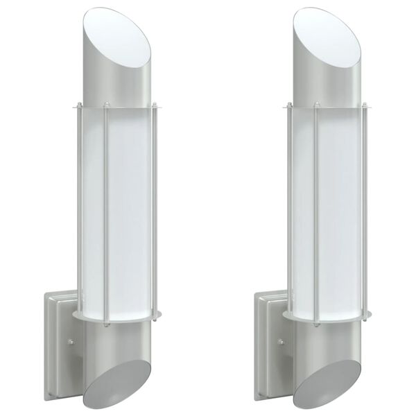 vidaXL Outdoor Wall Lights 2pcs Silver Stainless Steel