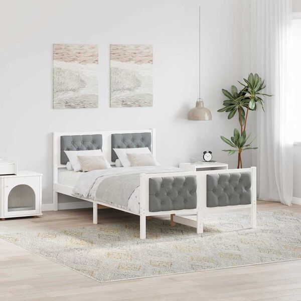 vidaXL Bed Frame Light Grey 120 x 200 cm Solid Pine Wood