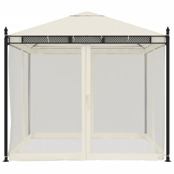vidaXL Gazebo with Mesh Walls Cream 2.93x2.93 m Steel