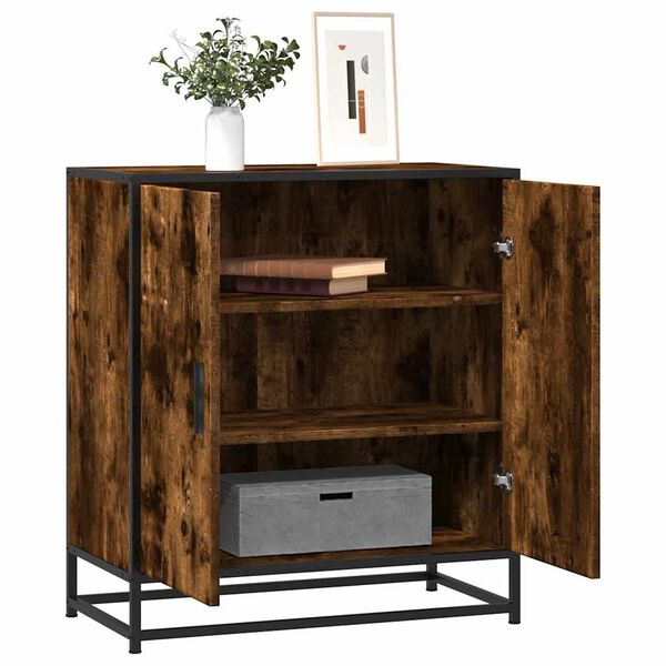 vidaXL Sideboard Smoked Oak 68x35x76 cm Engineered Wood and Metal