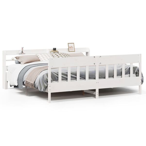 vidaXL Bed Frame without Mattress White 180x200 cm Super King Solid Wood Pine