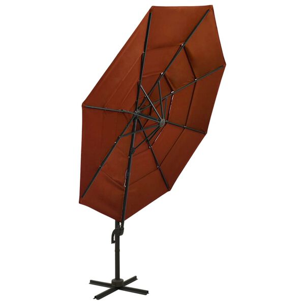 vidaXL 4-Tier Garden Parasol with Aluminium Pole Terracotta 3x3 m