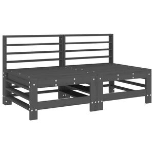 vidaXL Garden Middle Sofas 2 pcs Grey Solid Wood Pine