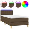 vidaXL Box Spring Bed with Mattress&LED Dark Brown 90x200cm Fabric