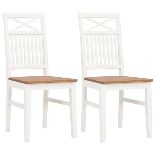 vidaXL Dining Chairs 2 pcs White Solid Oak Wood