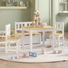 vidaXL 4 Piece Children Table and Chair Set White and Beige MDF