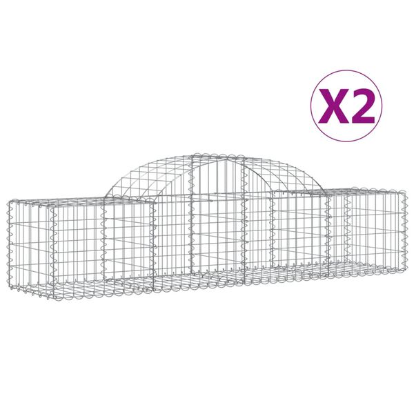 vidaXL Arched Gabion Baskets 2 pcs 200x50x40/60 cm Galvanised Iron