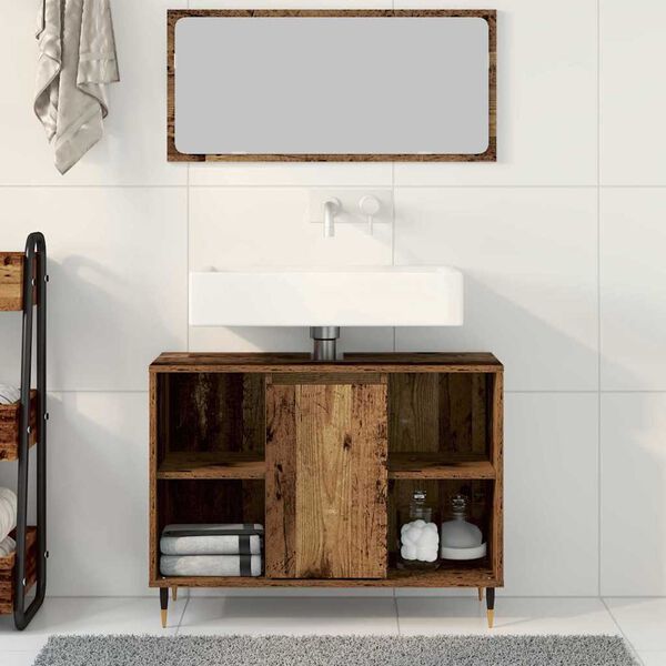 vidaXL Bathroom Cabinet Old Wood 80 x 33 x 60 cm Engineered Wood