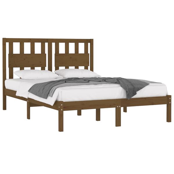 vidaXL Bed Frame without Mattress Honey Brown Solid Wood 200x200 cm (810040+818593)