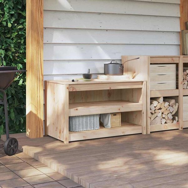 vidaXL Kitchen Cabinet Brown 106 x 55 x 64 cm Solid Pine wood