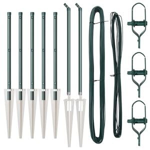 vidaXL Ground Spike Fence Post 7 pcs Green Powder-Coated Steel