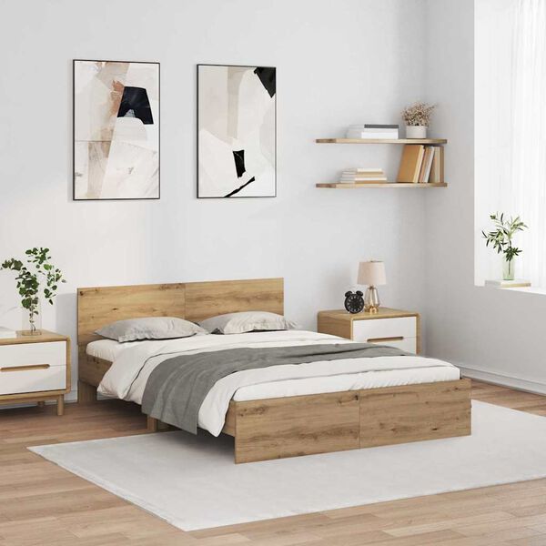 vidaXL Bed Frame Artisan Oak 120 x 190 cm Engineered Wood