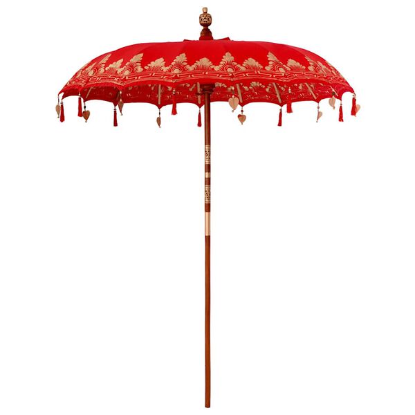 vidaXL Balinese Parasol Red (180-190) x 260 cm Cotton and Wood