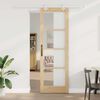 vidaXL Sliding Door Natural 78 x 232 cm Solid Pine Wood and Glass