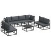 vidaXL Garden Sofa Set 9 pcs Black Aluminium
