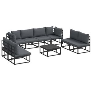 vidaXL Garden Sofa Set 9 pcs Black Aluminium