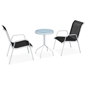 vidaXL 3 Piece Bistro Set Steel Black