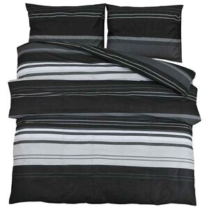 vidaXL 140 x 200 cm + 65 x 65 cm 100% Cotton Black Stripes