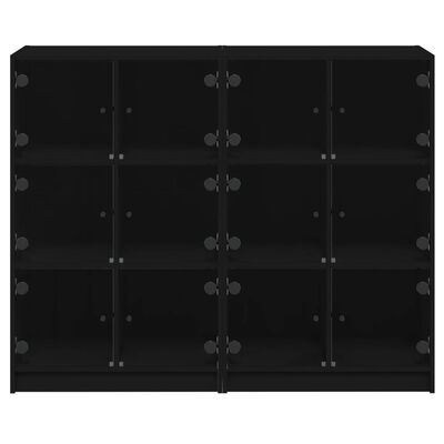 vidaXL Bookcase with Doors Black 136x37x109 cm Engineered Wood