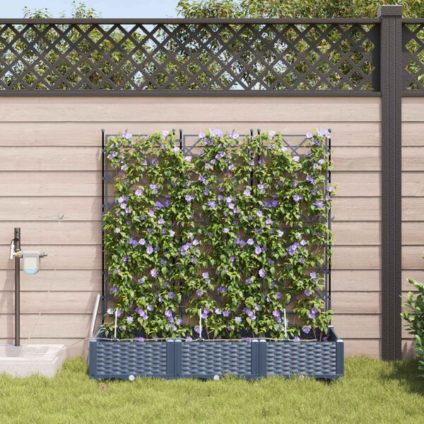vidaXL Garden Planter 3 pcs Grey 120 x 40 x 126 cm Plastic