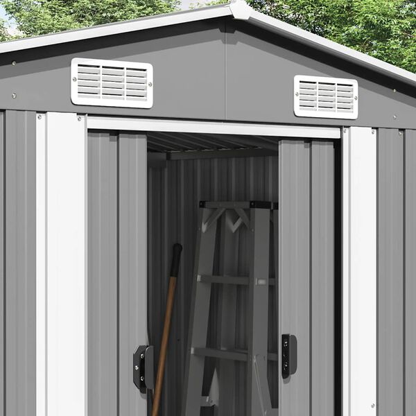 vidaXL Garden Shed 257x392x181 cm Metal Grey