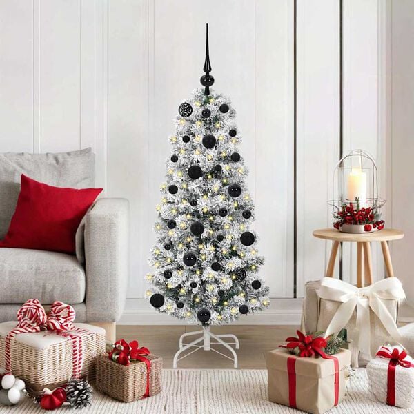vidaXL Artificial Hinged Christmas Tree Green and White 120 cm