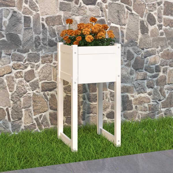 vidaXL Planter White 40x40x81 cm Solid Wood Pine