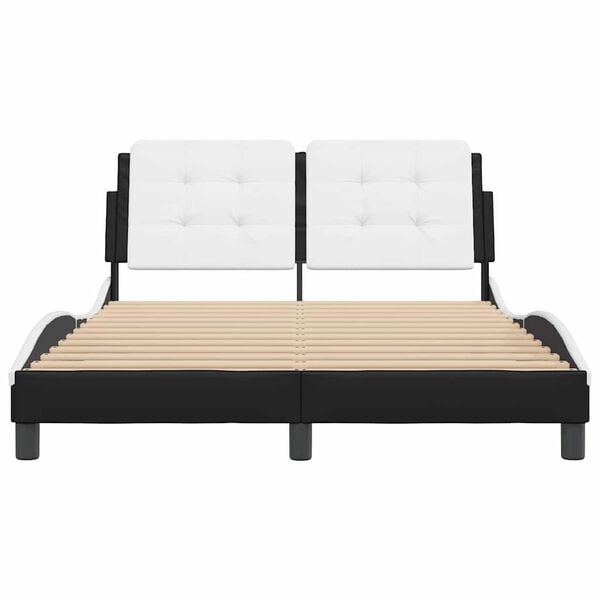 vidaXL Bed Frame without Mattress "Zadar" Black and White 120x200 cm Faux Leather