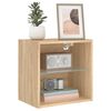 vidaXL Bedside Cabinets with LED Lights Wall-mounted 2 pcs Sonoma Oak