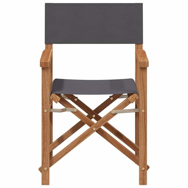 vidaXL Folding Director's Chair Grey 56 x 54 x 87 cm Solid Teak Wood