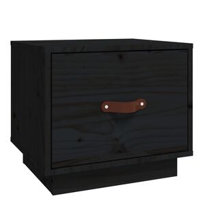vidaXL Bedside Cabinet Black 40x34x35 cm Solid Wood Pine