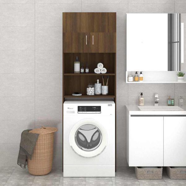 vidaXL Washing Machine Cabinet Brown Oak 64x25.5x190 cm