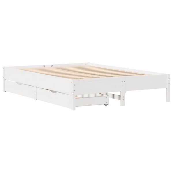 vidaXL Bed Frame without Mattress White 140x190 cm Solid Wood Pine